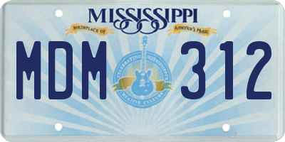 MS license plate MDM312