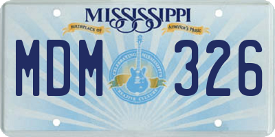 MS license plate MDM326