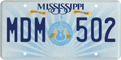 MS license plate MDM502