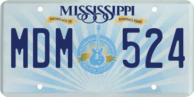 MS license plate MDM524