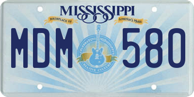 MS license plate MDM580
