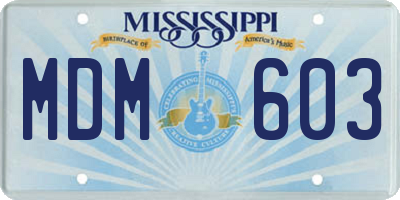 MS license plate MDM603