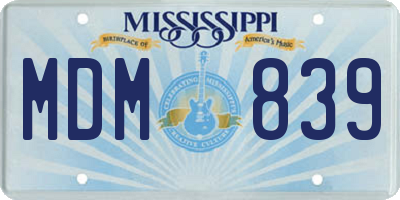 MS license plate MDM839