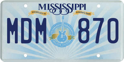 MS license plate MDM870
