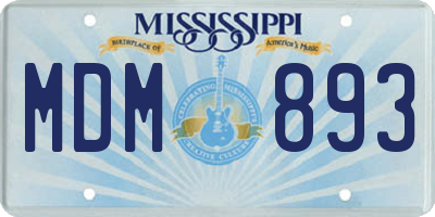MS license plate MDM893