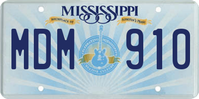 MS license plate MDM910