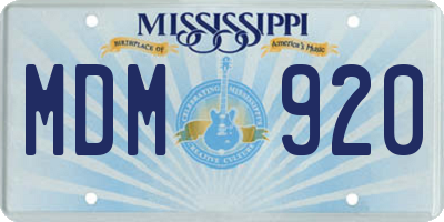 MS license plate MDM920