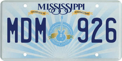 MS license plate MDM926