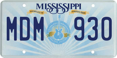 MS license plate MDM930