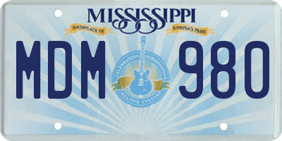 MS license plate MDM980