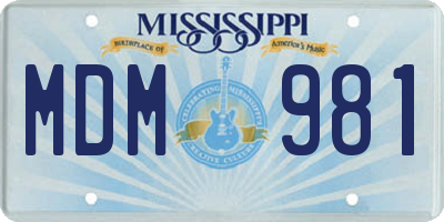 MS license plate MDM981