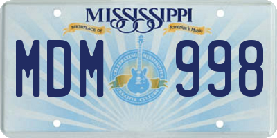MS license plate MDM998