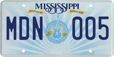 MS license plate MDN005