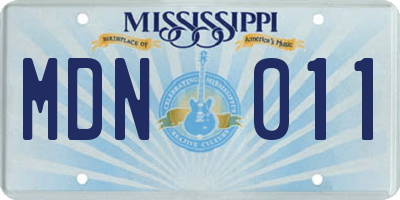 MS license plate MDN011