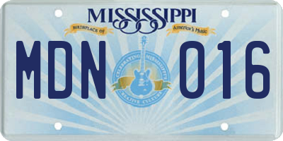 MS license plate MDN016