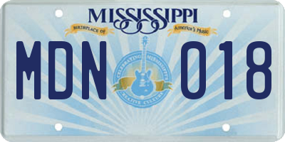 MS license plate MDN018