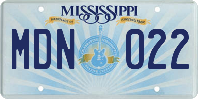 MS license plate MDN022