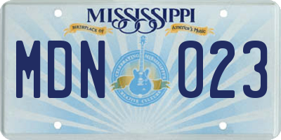 MS license plate MDN023