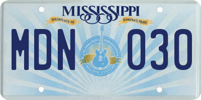MS license plate MDN030