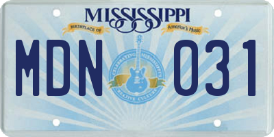 MS license plate MDN031