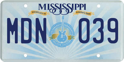 MS license plate MDN039