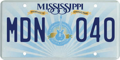 MS license plate MDN040
