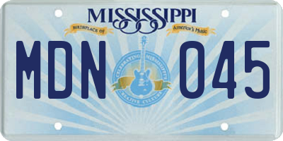 MS license plate MDN045