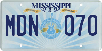 MS license plate MDN070