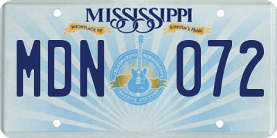 MS license plate MDN072