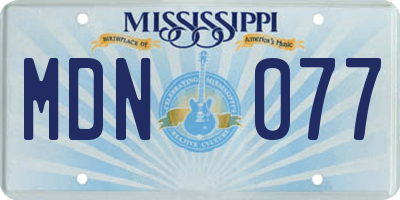 MS license plate MDN077