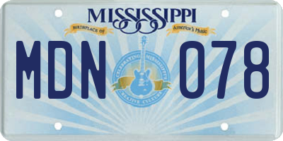 MS license plate MDN078