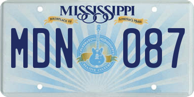 MS license plate MDN087