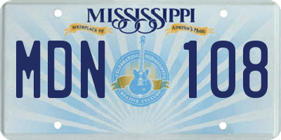 MS license plate MDN108