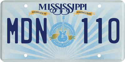 MS license plate MDN110