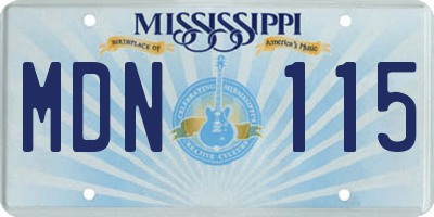 MS license plate MDN115