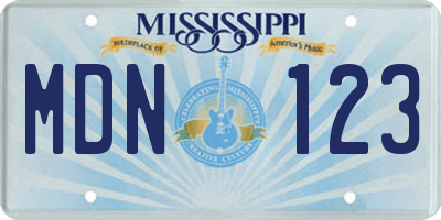 MS license plate MDN123