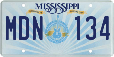MS license plate MDN134