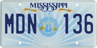 MS license plate MDN136