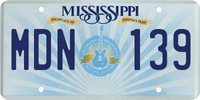 MS license plate MDN139