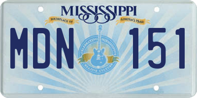 MS license plate MDN151