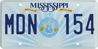 MS license plate MDN154