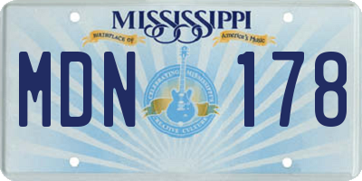 MS license plate MDN178