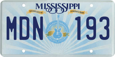 MS license plate MDN193
