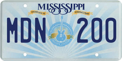 MS license plate MDN200