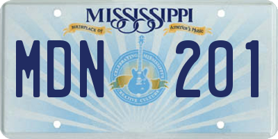MS license plate MDN201