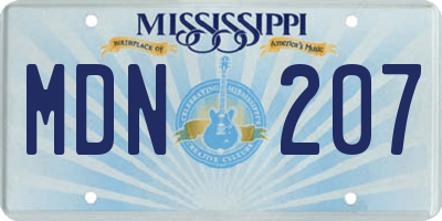 MS license plate MDN207