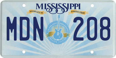 MS license plate MDN208