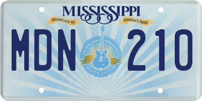 MS license plate MDN210