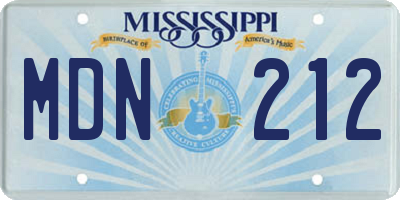 MS license plate MDN212