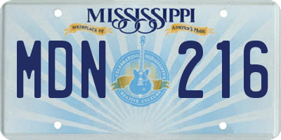 MS license plate MDN216